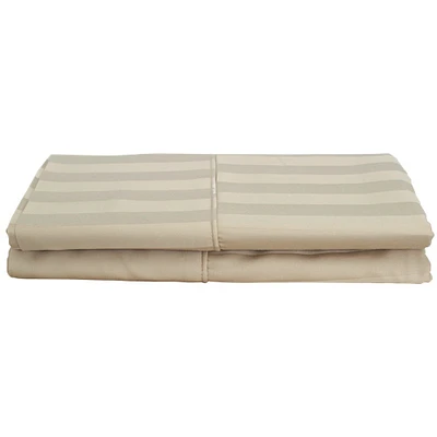 Taie d'oreiller en rayonne contexture 310 Damask Stripe de Maholi - Paquet de 2 - Très grand - Taupe