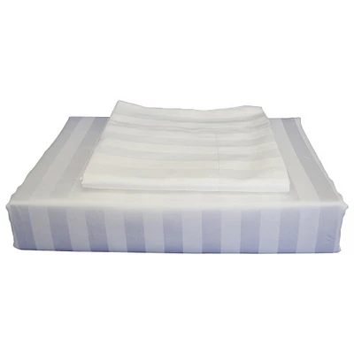 Ensemble housse de couette 310 fils Damask Stripe de Maholi - Lit double - Blanc
