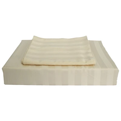 Maholi Damask Stripe Collection 310 Thread Count Rayon Duvet Cover Set - Double/Full - Beige