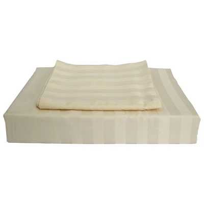 Ens. housse de couette contexture 310 collection Damask Stripe de Maholi - Très grand lit - Beige