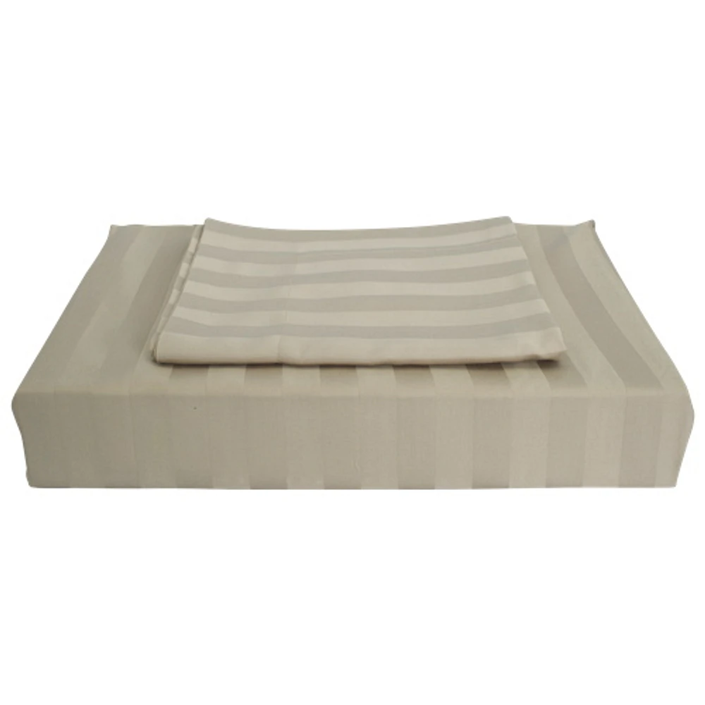 Maholi Damask Stripe Collection 310 Thread Count Bamboo Rayon Duvet Cover Set - Queen
