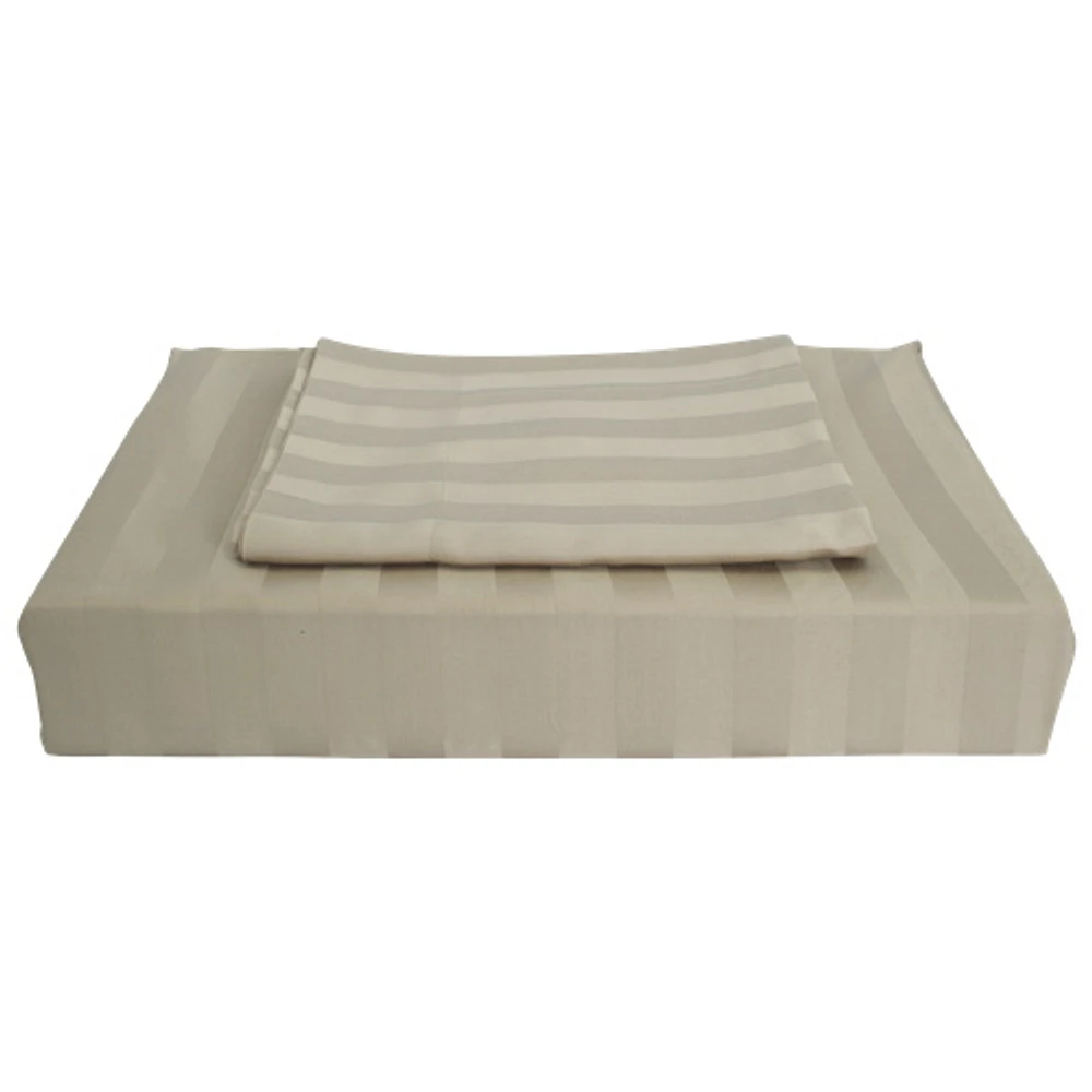 Maholi Damask Stripe Collection 310 Thread Count Rayon Duvet Cover Set - King - Taupe