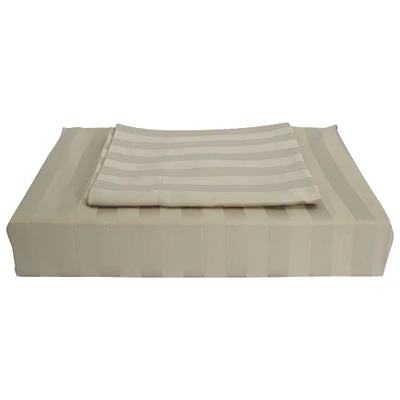 Ensemble housse de douillette rayonne cont. 310 Damask Stripe de Maholi - Très grand lit - Taupe