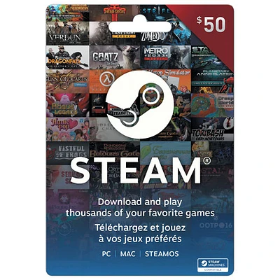 Carte Steam de 50 $ - En magasin seulement