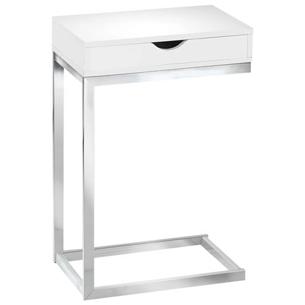Table d'appoint rectangulaire contemporaine avec tiroir de rangement - Blanc