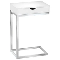 Table d'appoint rectangulaire contemporaine avec tiroir de rangement - Blanc