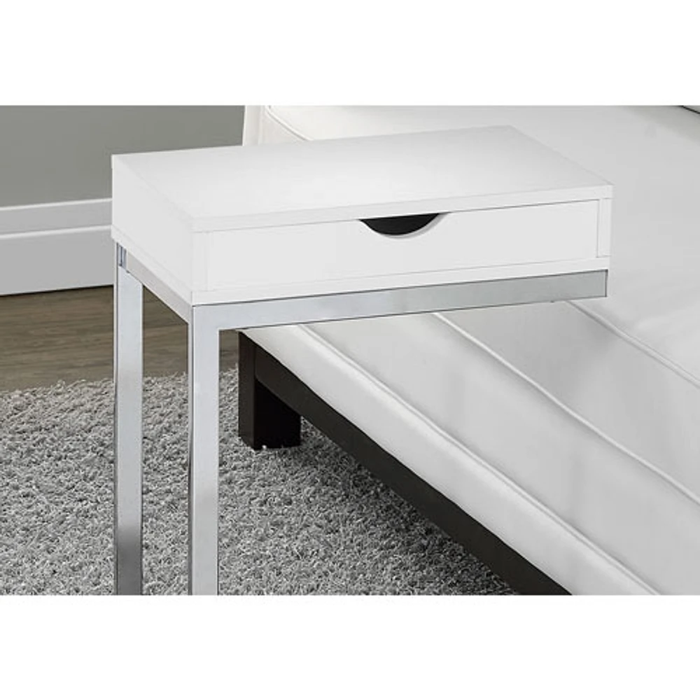 Table d'appoint rectangulaire contemporaine avec tiroir de rangement - Blanc
