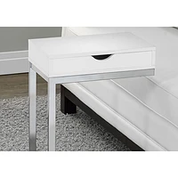 Table d'appoint rectangulaire contemporaine avec tiroir de rangement - Blanc