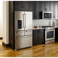 KitchenAid 36" 25.8 Cu. Ft. French Door Refrigerator with Ice & Water Dispenser - Stainless Steel