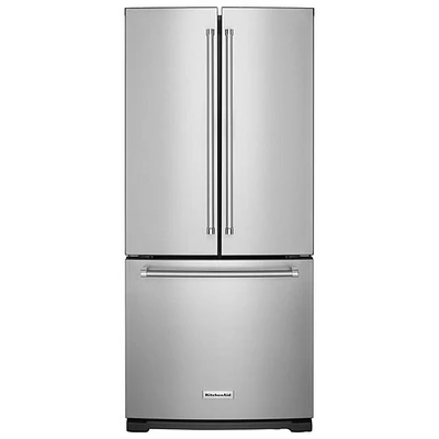 Réfrigérateur à deux portes 19,7 pi3 30 po, distributeur de glaçons et d'eau de KitchenAid - Inox
