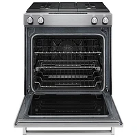 KitchenAid 30" 6.4 Cu. Ft. True Convection Slide-In Dual Fuel Downdraft Range (KSDG950ESS) - Stainless