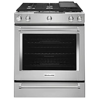 KitchenAid 30" 7.1 Cu. Ft. True Convection 5-Burner Slide-In Dual Fuel Range (YKSDB900ESS) - Stainless
