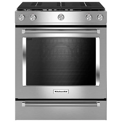 KitchenAid 30" 5.8 Cu. Ft. True Convection 5-Burner Slide-In Gas Range (KSGG700ESS) - Stainless Steel