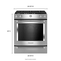 KitchenAid 30" 5.8 Cu. Ft. True Convection 5-Burner Slide-In Gas Range (KSGG700ESS) - Stainless Steel