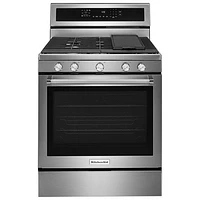 KitchenAid 30" 5.8 Cu. Ft. True Convection 5-Burner Freestanding Gas Range (KFGG500ESS) - Stainless