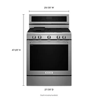 KitchenAid 30" 5.8 Cu. Ft. True Convection 5-Burner Freestanding Gas Range (KFGG500ESS) - Stainless