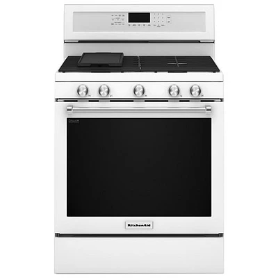 Cuisinière au gaz 5 brûleurs avec four convection/autonettoyant 5,8 pi3 30 po de KitchenAid - Blanc