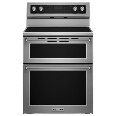Cuisinière lisse à deux fours autonettoyants à convection 30 po 6,7 pi3 de KitchenAid - Inox