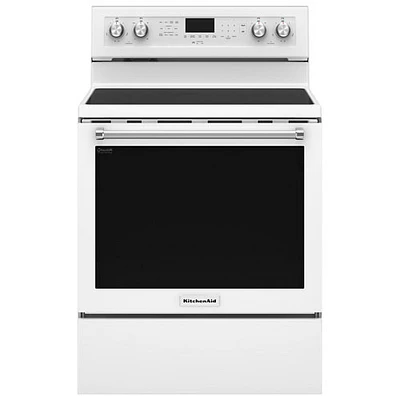 Cuisinière électrique autonome lisse four convection autonettoyant 6,4 pi3 30 po KitchenAid - Blanc