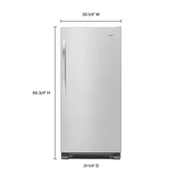 Whirlpool 31" 18 Cu. Ft. All-Fridge Refrigerator with LED Lighting - Monochromatic Stainless Steel