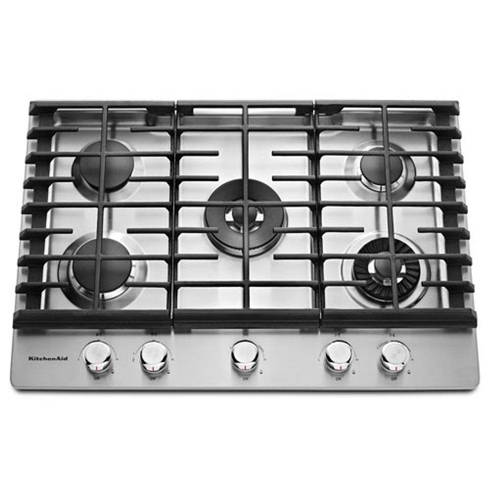 Surface de cuisson à gaz de 30 po à 5 brûleurs de KitchenAid (KCGS950ESS) - Acier inoxydable