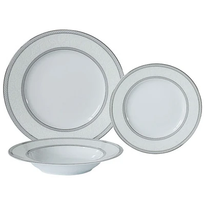 Service de table en porcelaine de 18 pièces Floral Lace de Brilliant - Platine - Blanc