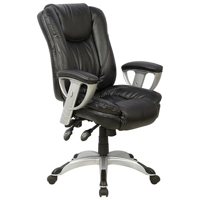 Chaise de bureau ergonomique en cuir à dossier élevé de TygerClaw - Noir