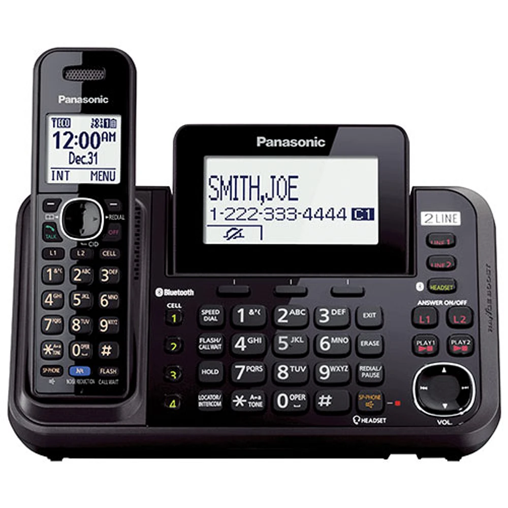 Système téléphonique sans fil DECT à 1 combiné avec répondeur 2 lignes Panasonic (KXTG9541B) - Noir