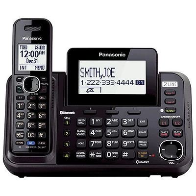 Système téléphonique sans fil DECT à 1 combiné avec répondeur 2 lignes Panasonic (KXTG9541B) - Noir