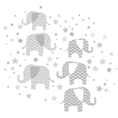 Ensemble de décalcomanies murales Elephants: A Ton Of Love de WallPops - Gris
