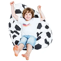 Fauteuil poire contemporain Fussball en coton certifié OEKO-TEX - Noir - Blanc