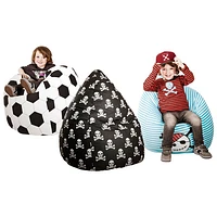 Fauteuil poire contemporain Fussball en coton certifié OEKO-TEX - Noir - Blanc