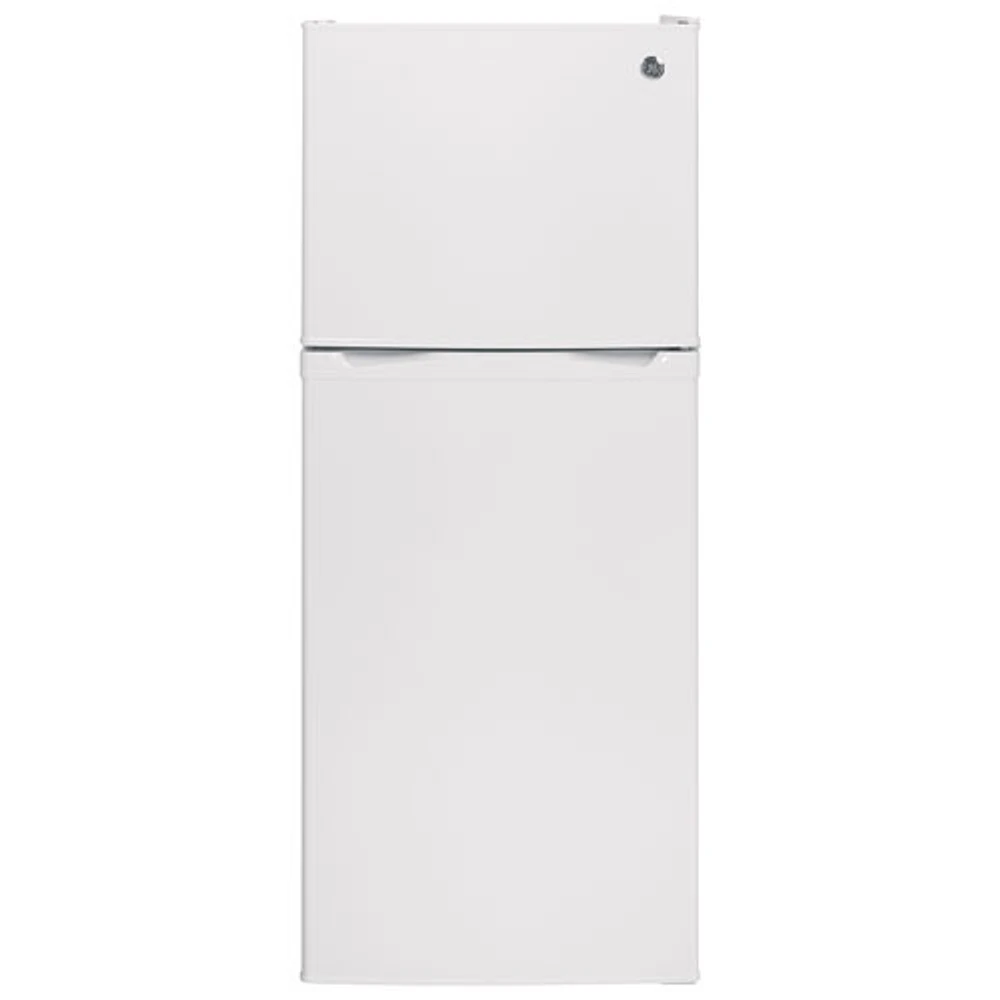 GE 24" 11.6 Cu. Ft. Top Freezer Refrigerator with LED Lighting (GPE12FGKWW) - White