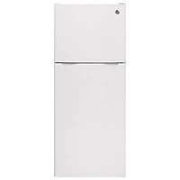 GE 24" 11.6 Cu. Ft. Top Freezer Refrigerator with LED Lighting (GPE12FGKWW) - White