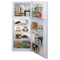 GE 24" 11.6 Cu. Ft. Top Freezer Refrigerator with LED Lighting (GPE12FGKWW) - White