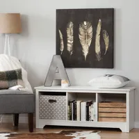 Banc de rangement de style transitionnel de Vito à 3 tablettes - Blanc
