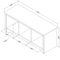 Banc de rangement de style transitionnel de Vito à 3 tablettes - Blanc