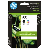 Paquet de 2 cartouches d'encre couleur/noire HP 65