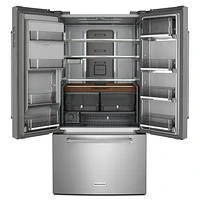 KitchenAid 36" 23.8 Cu. Ft. Counter-Depth French Door Refrigerator with Water & Ice Dispenser (KRFC704FPS) - Stainless Steel