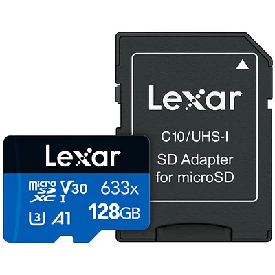 Carte mémoire microSDXC classe 10 de 100 Mo/s 128 Go 633x de Lexar