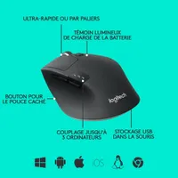 Logitech M720 Triathlon Wireless Optical Mouse - Black