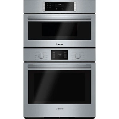 Four mural électrique combiné à convection avec ventilateur 4,6 pi³ 30 po de Bosch (HBL57M52UC)-Inox