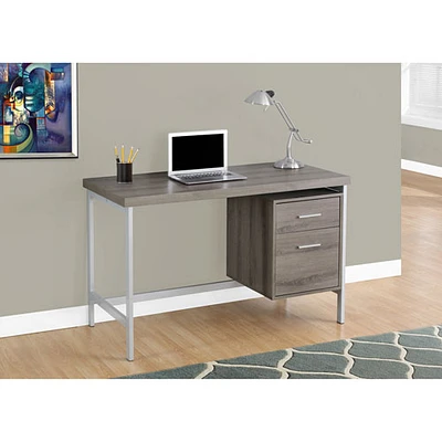 Table d'ordinateur contemporaine - Taupe foncé - Argenté