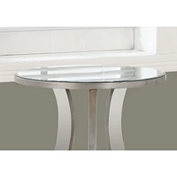 Table d'extrémité ronde contemporaine avec fini miroir - Argenté brossé