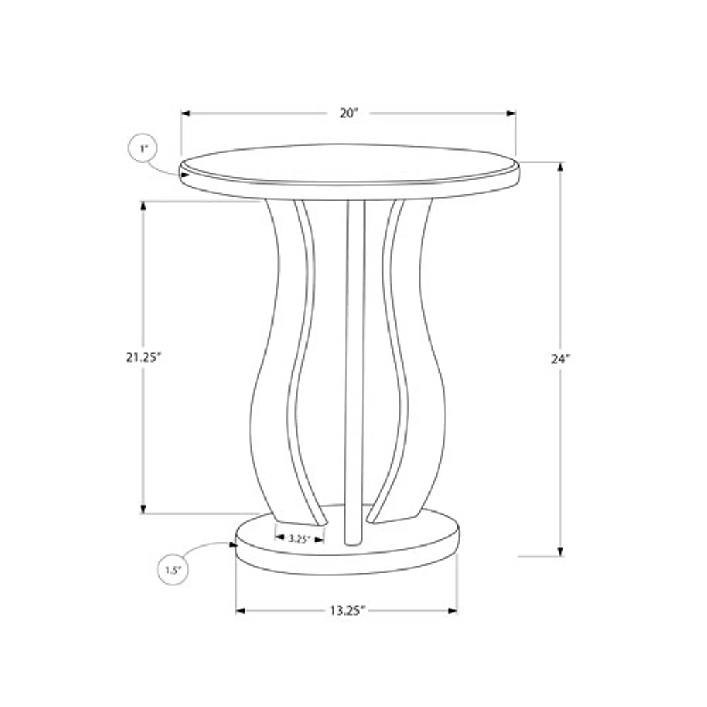 Table d'extrémité ronde contemporaine avec fini miroir - Argenté brossé