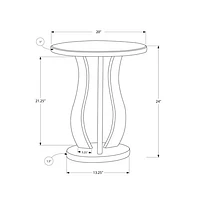 Table d'extrémité ronde contemporaine avec fini miroir - Argenté brossé