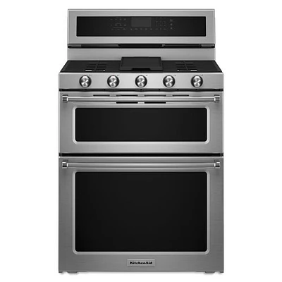 Open Box - KitchenAid 30" Cu. Ft. Double Oven 5-Burner Dual Fuel Range (KFDD500ESS)- SS- Perfect Condition