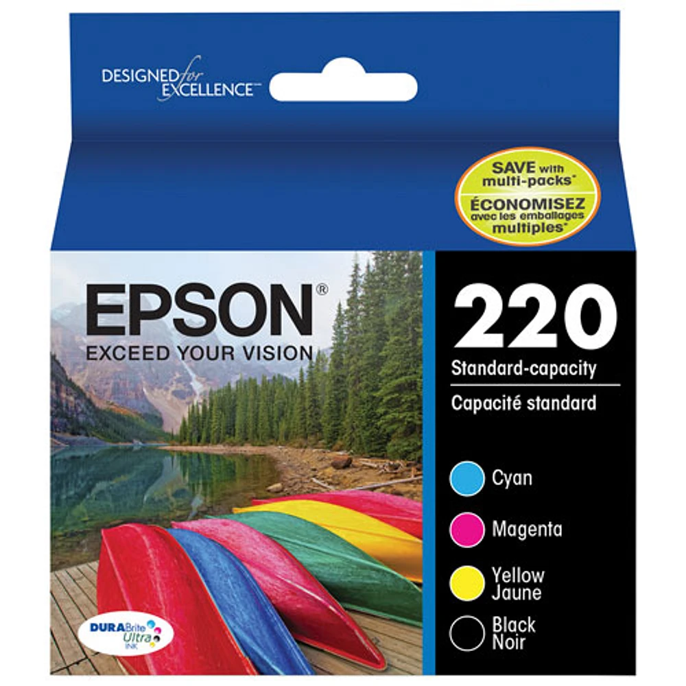 Cartouche d'encre couleur DURABrite Ultra T220 d'EPSON (T220120-BCS) - Paquet de 4