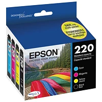 Cartouche d'encre couleur DURABrite Ultra T220 d'EPSON (T220120-BCS) - Paquet de 4