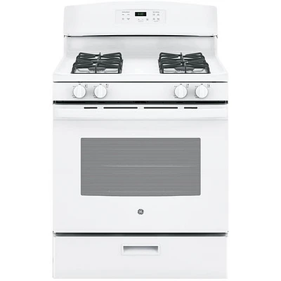 Cuisinière à gaz autonome 5 pi3 de 30 po de GE (JCGBS60DEKWW) - Blanc